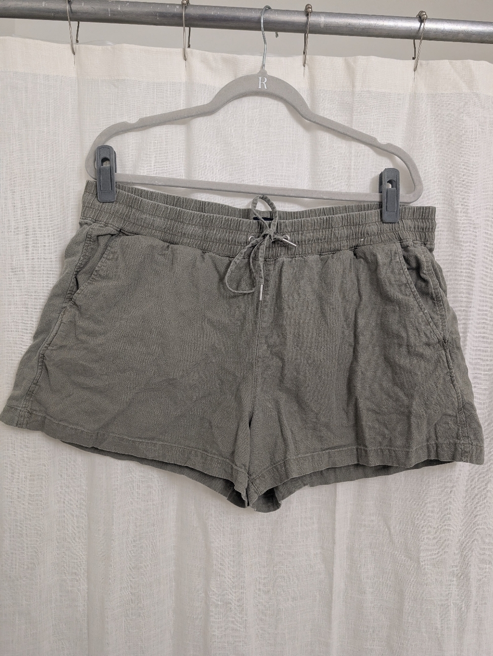 GAP Olive Green Pull On Linen Blend Shorts XL